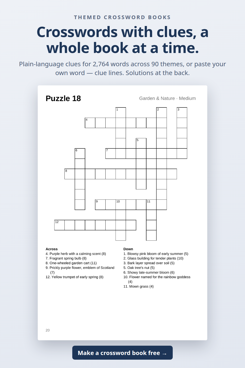 A themed crossword page from a generated KDP book